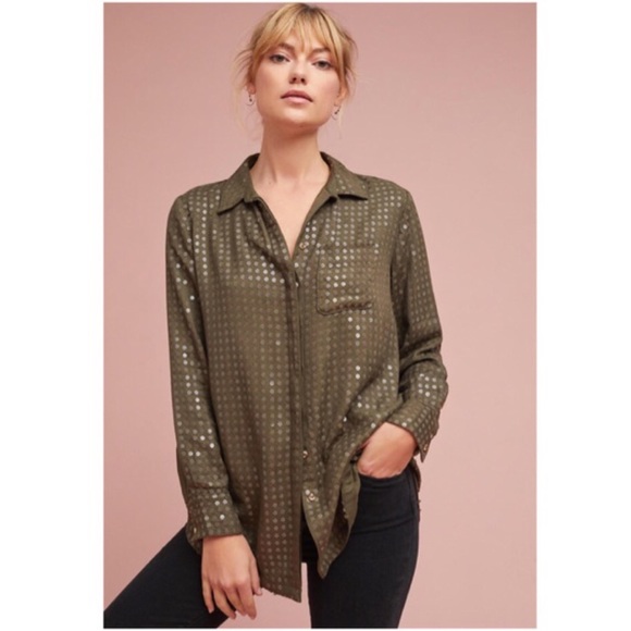 sequin button up shirt